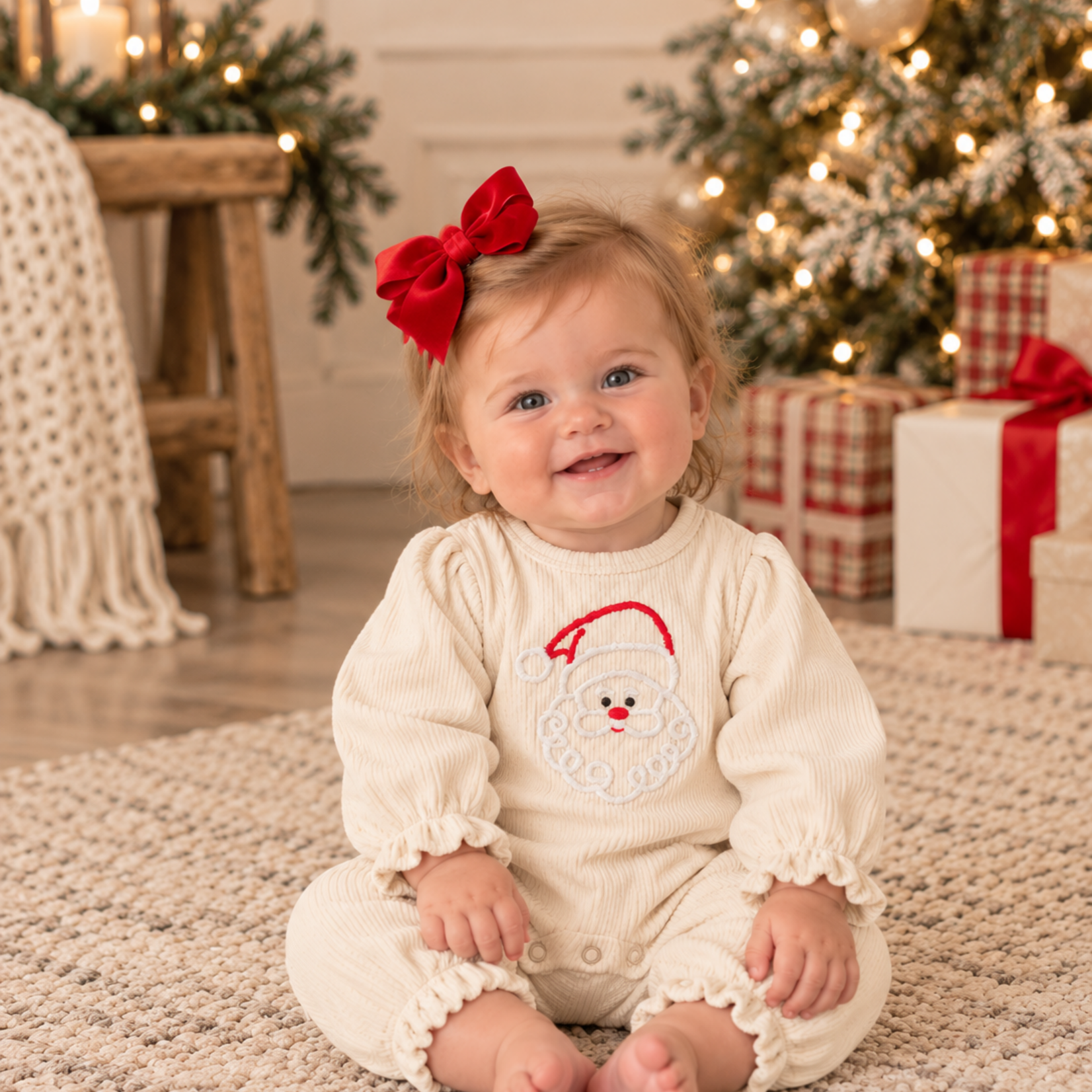 Three Sisters Believe in Santa Girls Romper