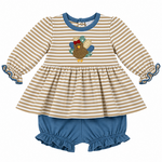 Three Sisters Turkey Applique Girl Bloomer Set