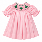 Sweet Dreams Pink Christmas Tree Smocked Dress