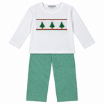 Sweet Dreams Gingham Smocked Christmas Tree Pant Set