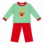 Three Sisters Reindeer Applique Pant Set