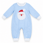 City Beautiful Blue Gingham Santa Romper