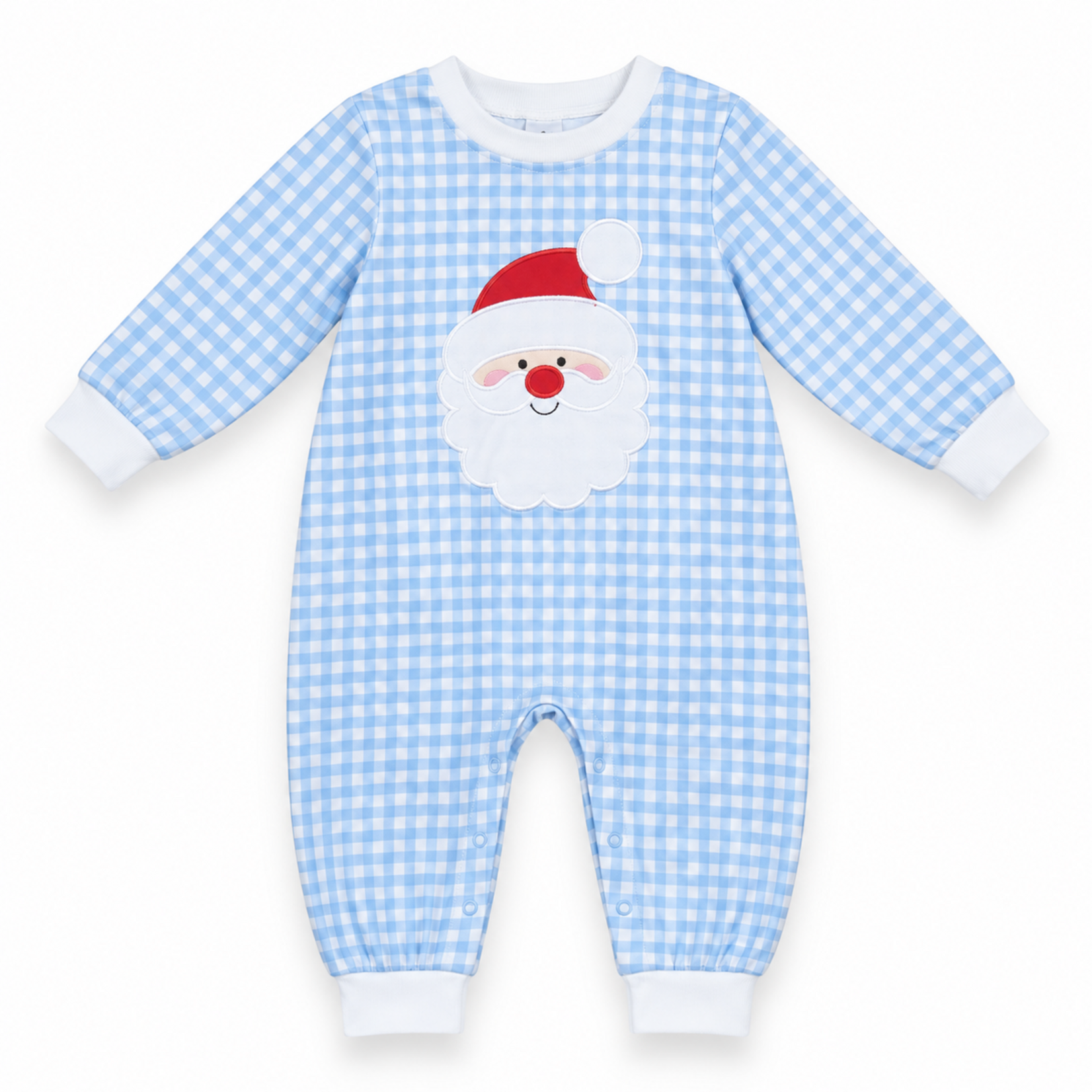 City Beautiful Blue Gingham Santa Romper