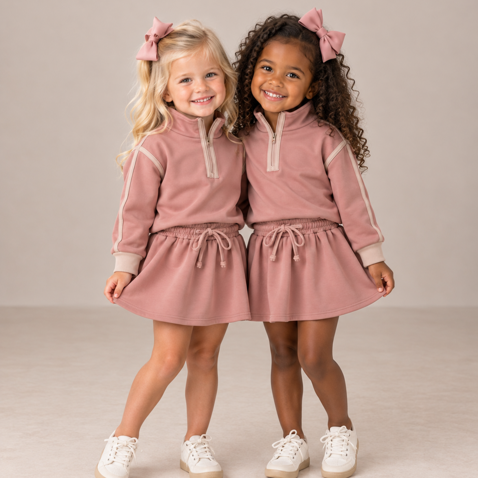 Banana Split Mauve 1/4 Zip Skort Set