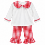 Sweet Dreams Red & White Plaid Girl Pant Set