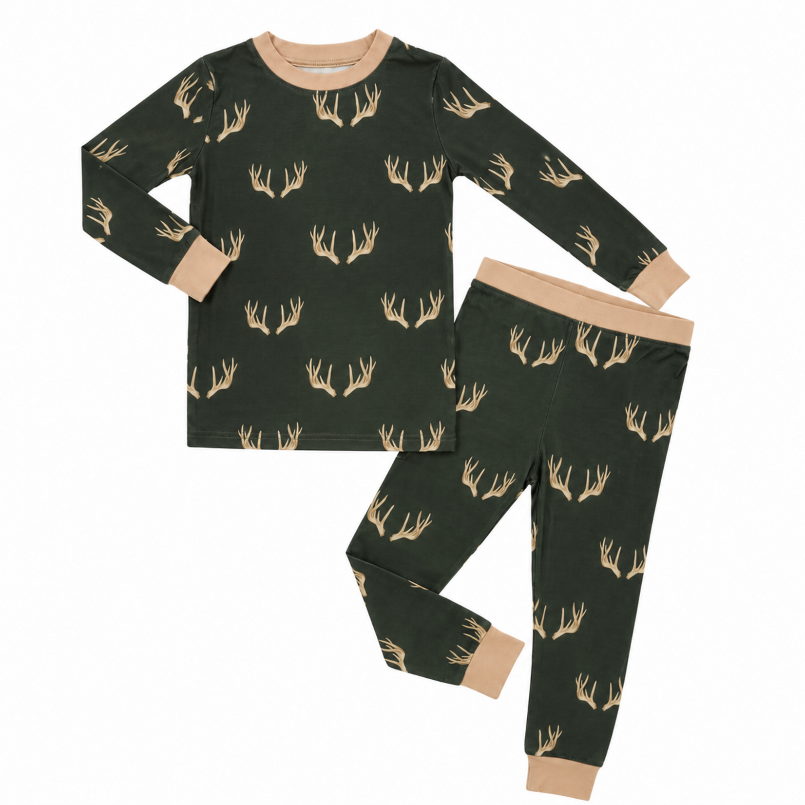 Hamner Hill Little Hunter Green Antler PJ Set
