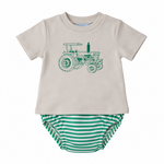 Three Sisters Tractor Embroidered Diaper Set
