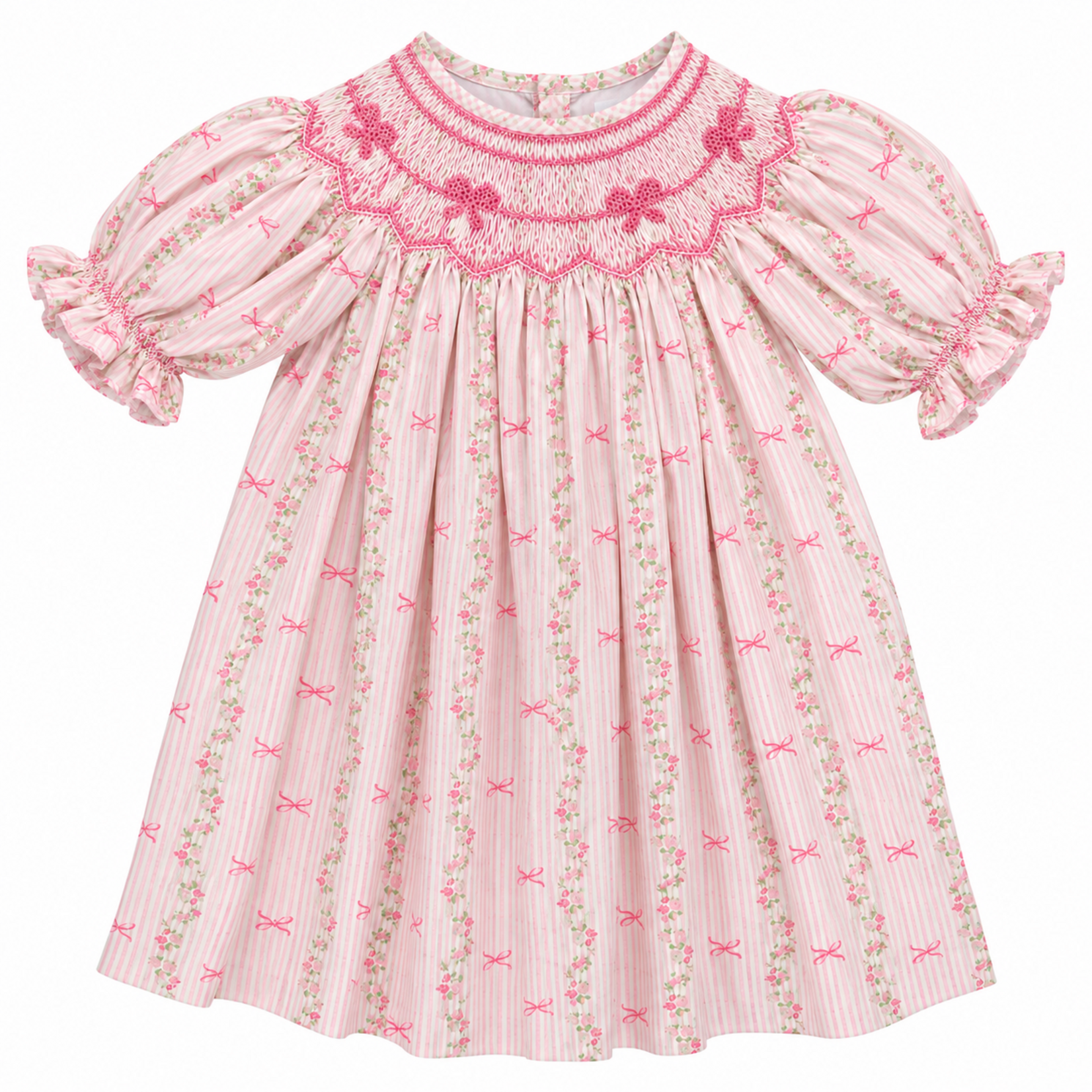 Sweet Dreams Pink Bow Floral Smocked Dress (Restock)