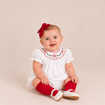 Sweet Dreams Red Bow Garland Smocked Bubble