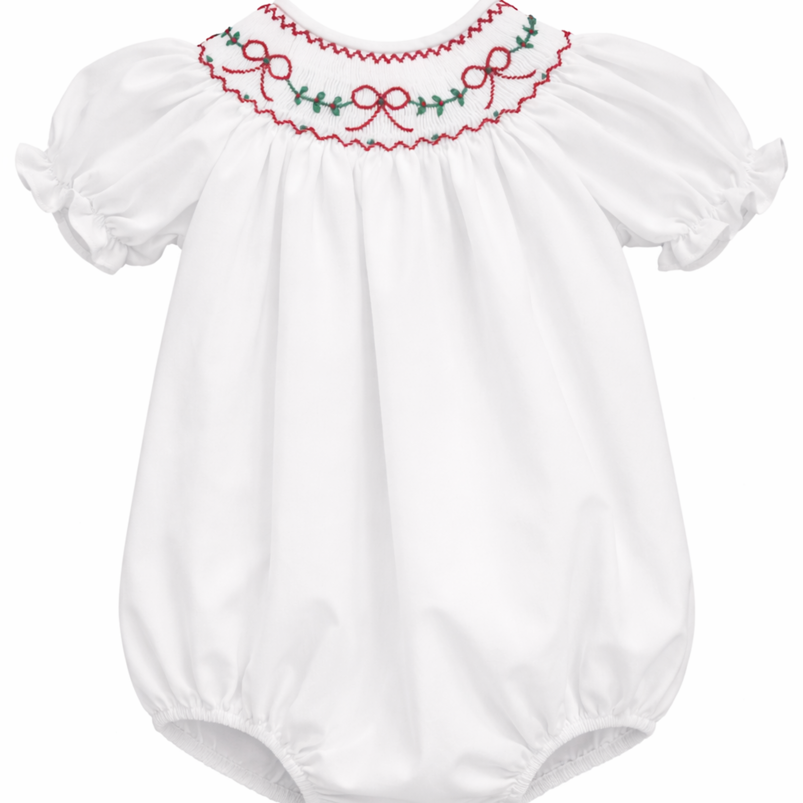 Sweet Dreams Red Bow Garland Smocked Bubble