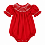 Sweet Dreams Red Pearl Smocked Bubble