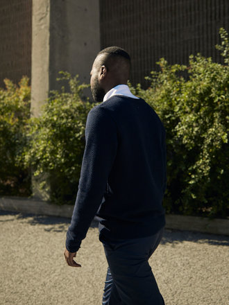 Marmier Seed Stitch Sweater . Navy