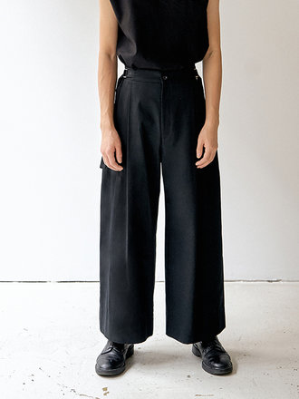 Veri Pantalon unisexe à plis Dario . Noir