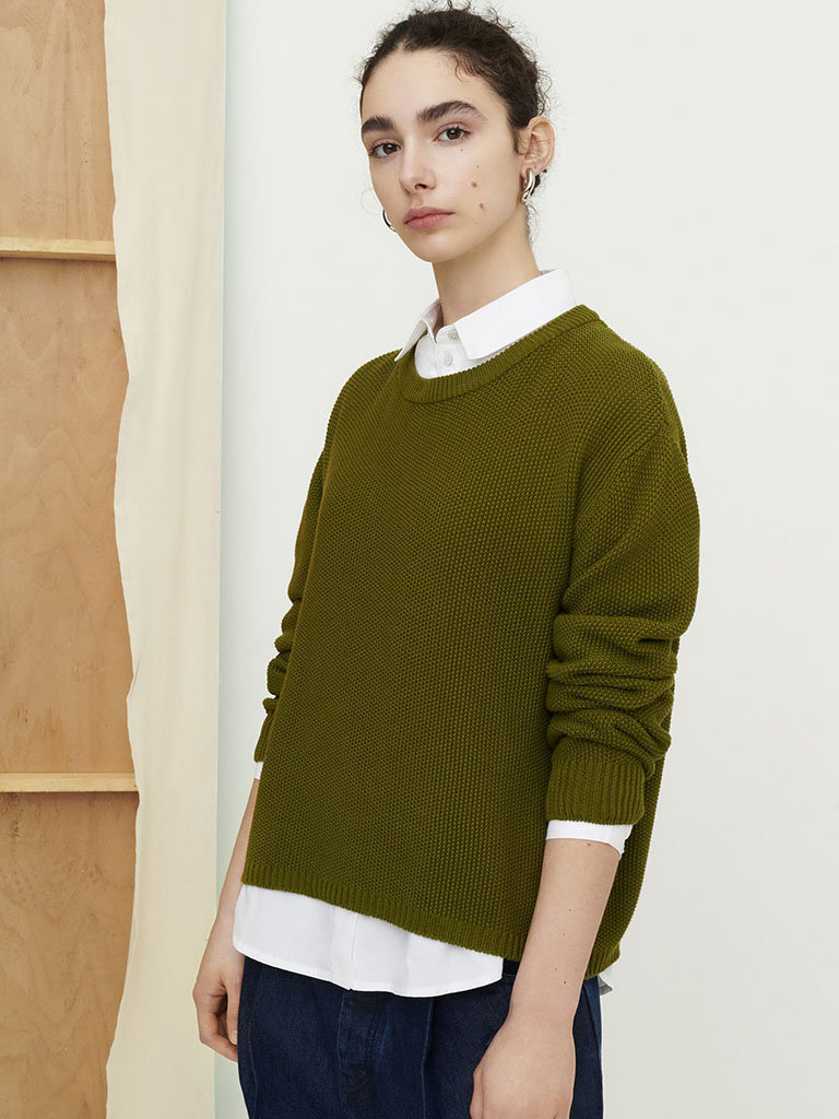 Chandail en tricot à encolure ronde Escape Vert foncé Betina Lou