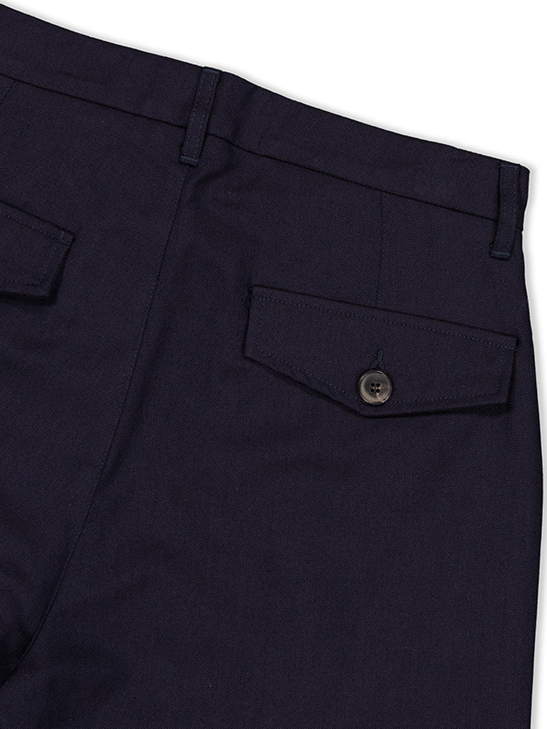 Pleats Wool Pants . Navy - Betina Lou