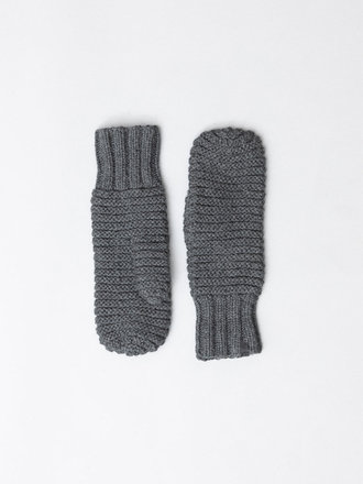Dinadi Merino Wool Ribbed Mittens . Charcoal