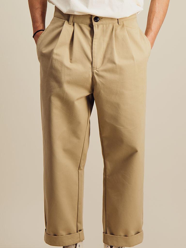 Pantalon en sergé de coton deux plis . Beige - Betina Lou