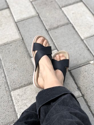 Avarcas Sendai Leather Sandals . Black Avarcas Sendai Leather Sandals . Black