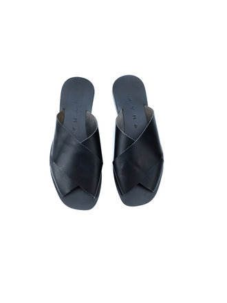 Kyma Chios Leather Sandals . Black
