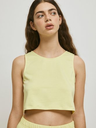 Rita Row Haut écourté en coton biologique Duna . Lime