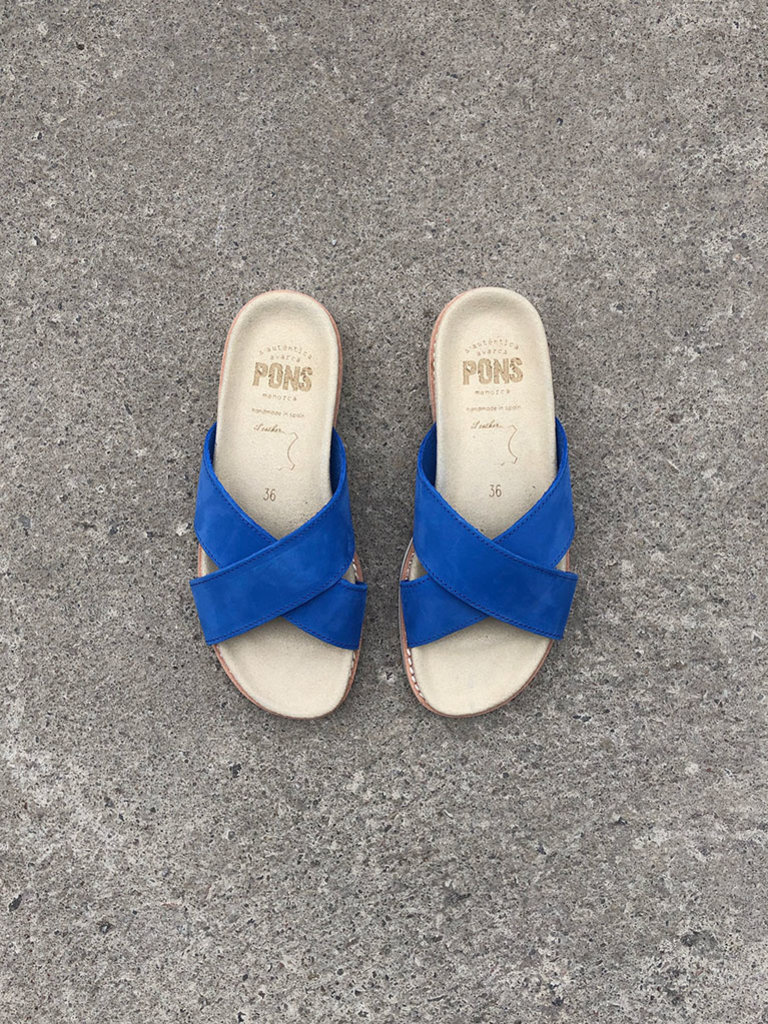 Sendai Nobuck leather sandals . Royal Blue - Betina Lou