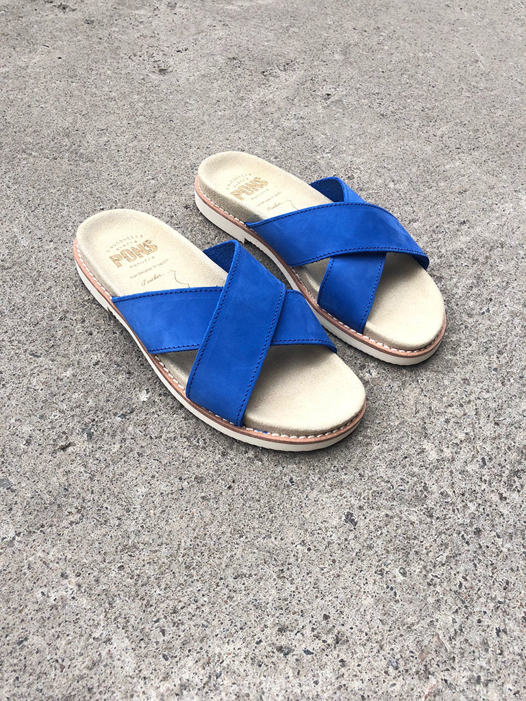 Sendai Nobuck leather sandals . Royal Blue - Betina Lou