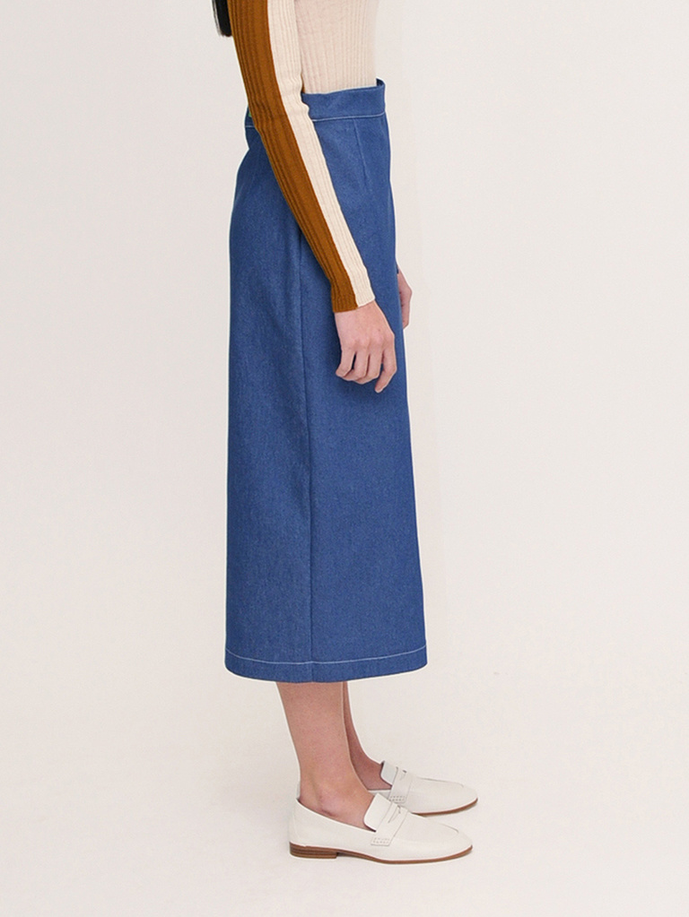 Denim wrap top skirt navy