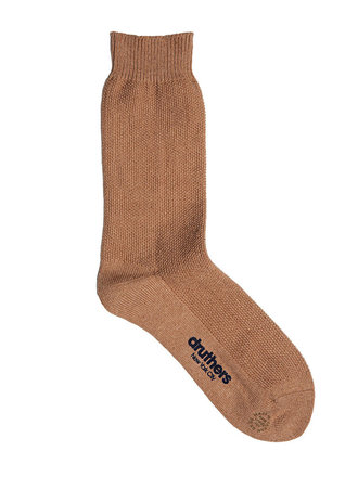 Druthers Pique Knit Crew Socks . Fox Brown