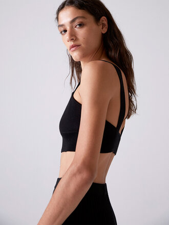 Diarte Moira Egyptian Cotton Top . Black