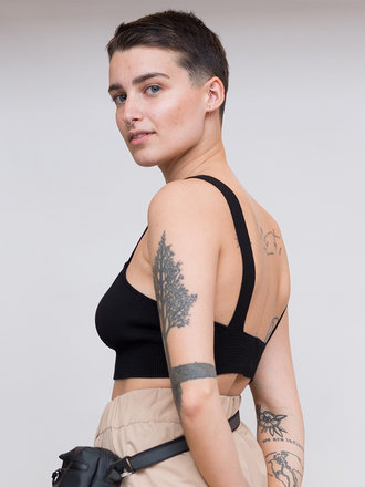 Diarte Moira Egyptian Cotton Top . Black Diarte Moira Egyptian Cotton Top . Black