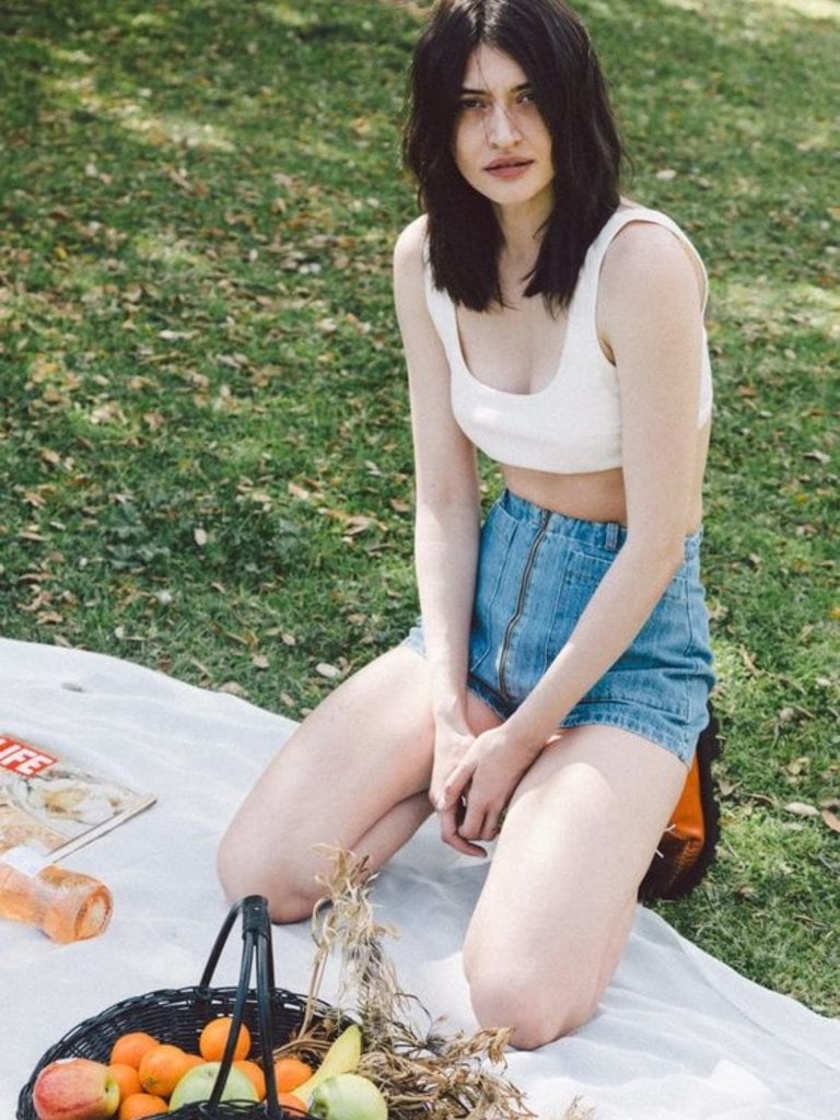 Katie High Rise Crossover Denim Shorts - Distressed Vintage Indigo