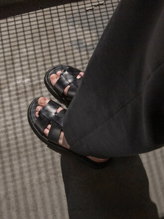 Kleman Ballast Vegetable Tanned Leather Sandals . Black Kleman Ballast Vegetable Tanned Leather Sandals . Black