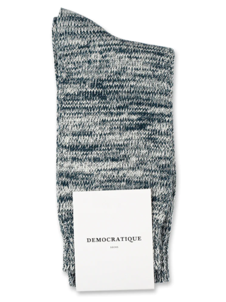 Democratique socks Relax Chunky Socks . Dark Emerald and Off-White