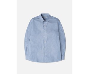 Short sleeve Baggy shirt in Organic Cotton seersucker . Navy