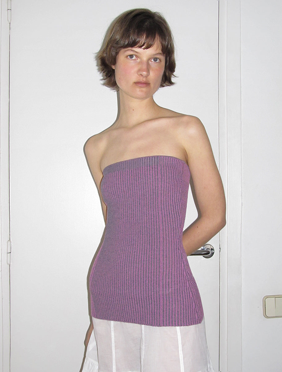 Dakar Fitted ribbed bandeau top . Dark pink - Betina Lou
