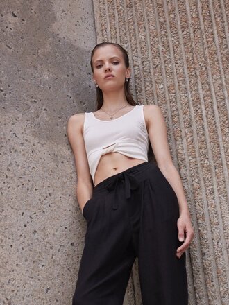 Eve Gravel Persé cropped top . Ivory