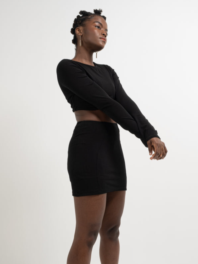 Jupe femme - courte pour noire sexy fendue slim - FRZD2 2