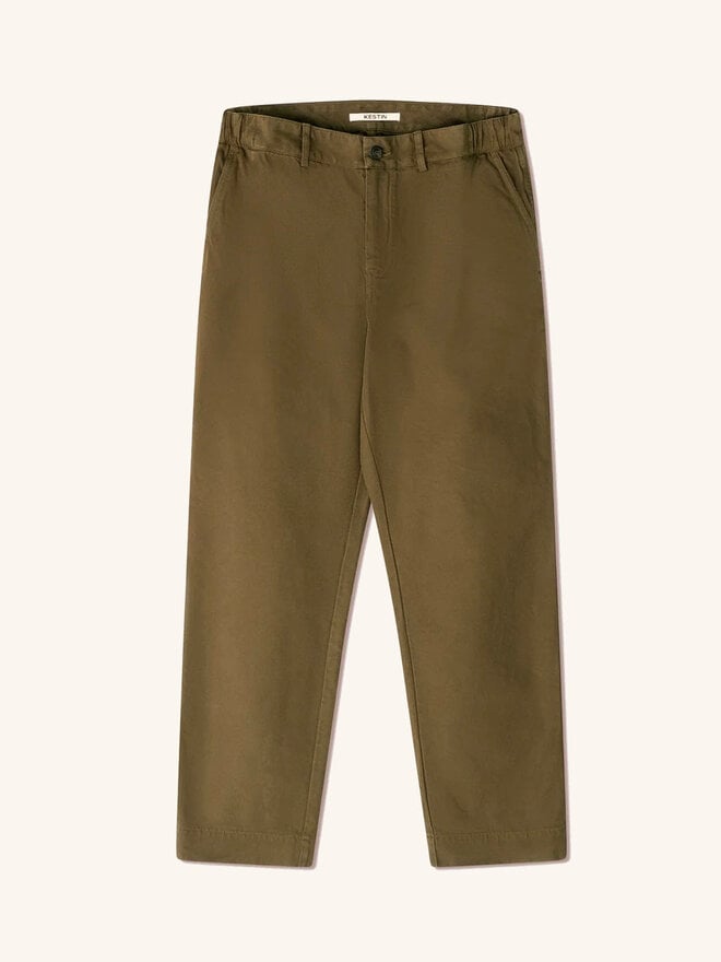 Clyde wide pants in cotton ripstop. Olive - Betina Lou