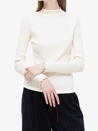 Our Sister Upside Down mockneck . Ecru