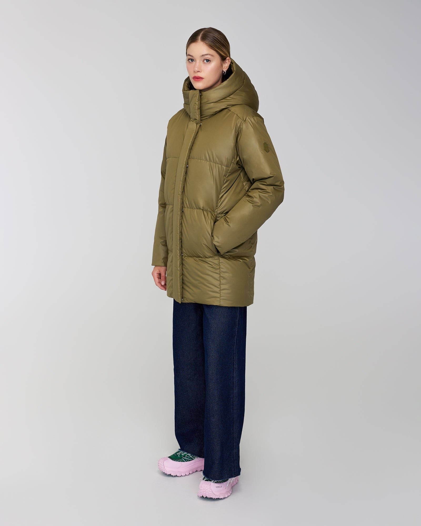 Khaki bubble shop coat womens