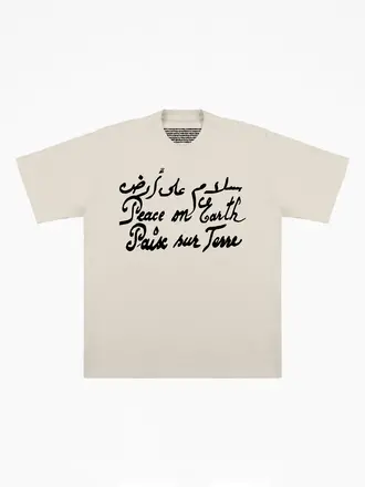 A Care Label T-shirt unisexe Paix sur terre . Écru et noir A Care Label T-shirt unisexe Paix sur terre . Écru et noir