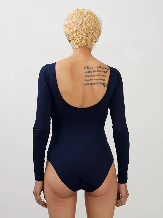 Boat-neck Bodysuit - Black - Ladies