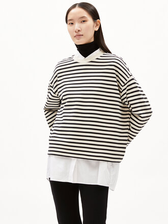 Armedangels Frankaa Maarlen striped sweatshirt . Undyed and black