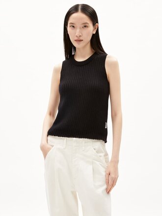 Armedangels Wiolaa organic cotton sleeveless top . Black