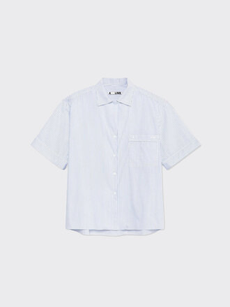 A Line Pyjama striped shirt. Serenity Blue