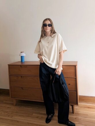 A Care Label Recycled cotton boxy t-shirt . Natural