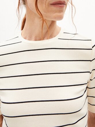 Armedangels Jaanisara fine stripe T-shirt . Oat and Black Armedangels Jaanisara fine stripe T-shirt . Oat and Black