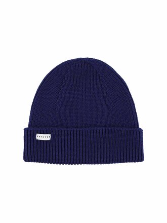 Escuyer Ribbed Italian merino Beanie . Bold Blue
