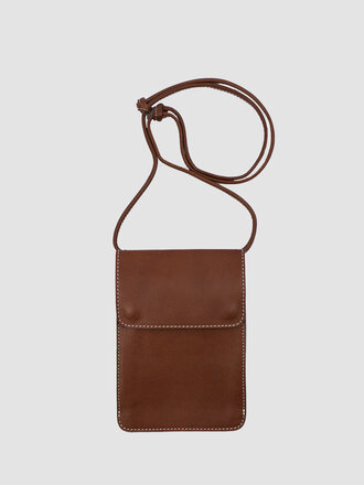 Le Bas Vegetable tanned leather Shoulder Pouch S3 . Chestnut