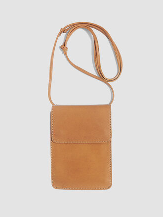 Le Bas Vegetable tanned leather Shoulder Pouch S3 . Tan